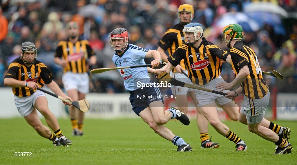 23 June 2012; Niall Corcoran, Dublin, is surrounded by Kilkenny players. Leinster GAA Hurling Senior Championship Semi-Final, Dublin v Kilkenny, O'Moore Park, Portlaoise, Co. Laois. Picture credit: Stephen McCarthy / SPORTSFILE