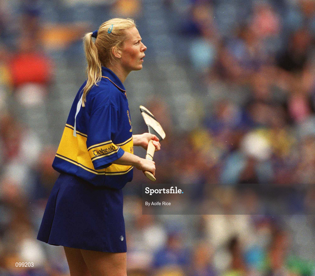 15 September 2002; Tipperary goalkeeper Jovita Delaney during the All-Ireland Senior Camogie Championship Final match between Cork and Tipperary at Croke Park in Dublin. Photo by Aoife Rice/Sportsfile