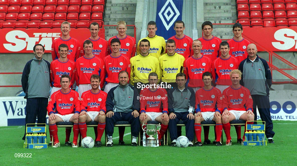 24 August 2002; The Shelbourne team during a Shelbourne squad portrait session at Tolka Park in Dublin. Photo by David Maher/Sportsfile