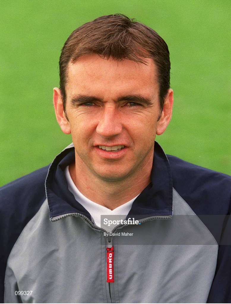24 August 2002; Manager Pat Fenlon during a Shelbourne squad portrait session at Tolka Park in Dublin. Photo by David Maher/Sportsfile