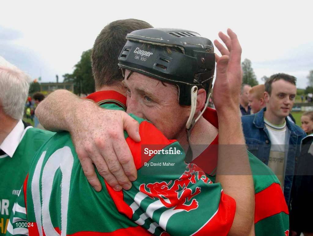 29 September 2002; Birr players Brian Whelahan, right, celebrates with Paul Molloy following their victory in the Offaly County Senior Hurling Final match between Birr and Kilcormac / Kelloughey at St. Brendan's Park in Birr, Offaly. Photo by David Maher/Sportsfile