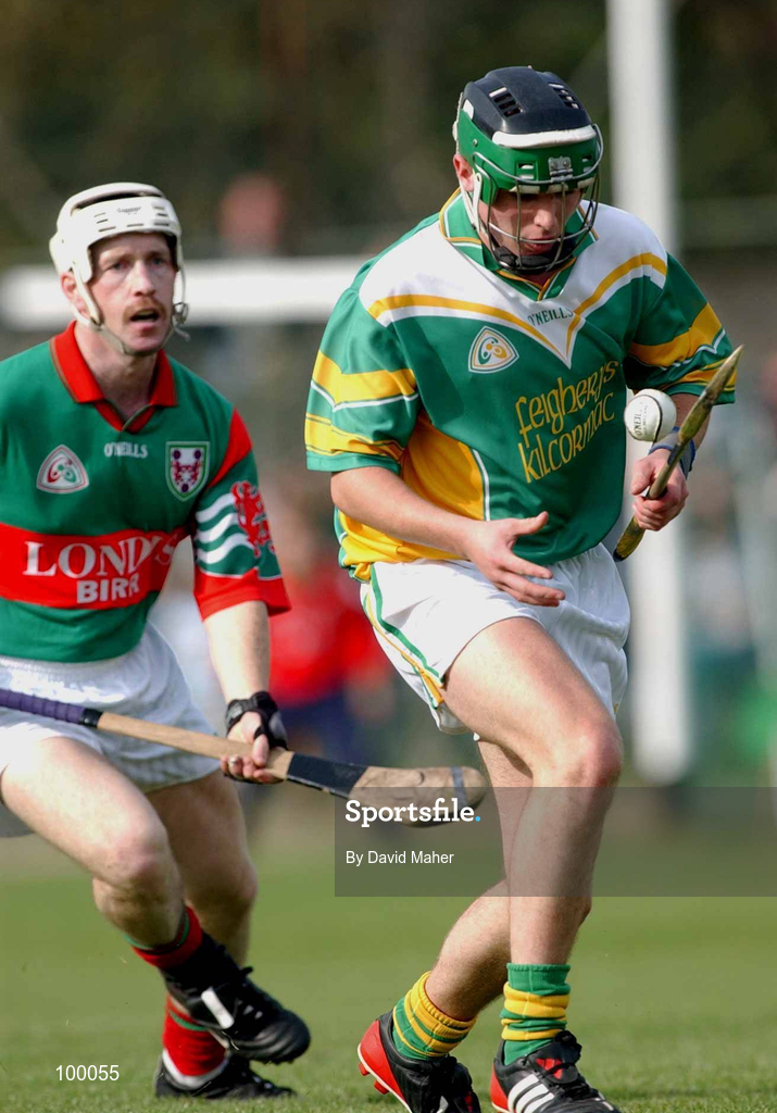29 September 2002; Paul Cummins of Kilcormac / Killoughey in action against Donal Franks of Birr during the Offaly County Senior Hurling Final match between Birr and Kilcormac / Kelloughey at St. Brendan's Park in Birr, Offaly. Photo by David Maher/Sportsfile