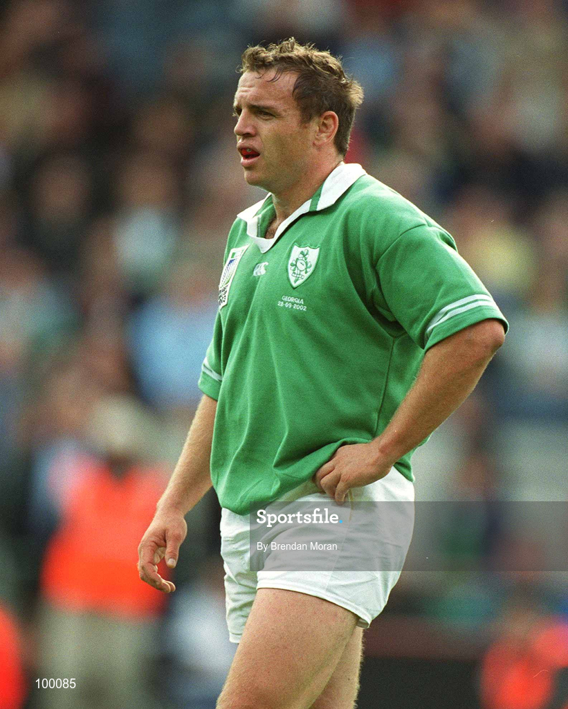28 September 2002; Rob Henderson of Ireland during the Rugby World Cup 2003 Qualifier match between Ireland and Georgia at Lansdowne Road in Dublin. Photo by Brendan Moran/Sportsfile