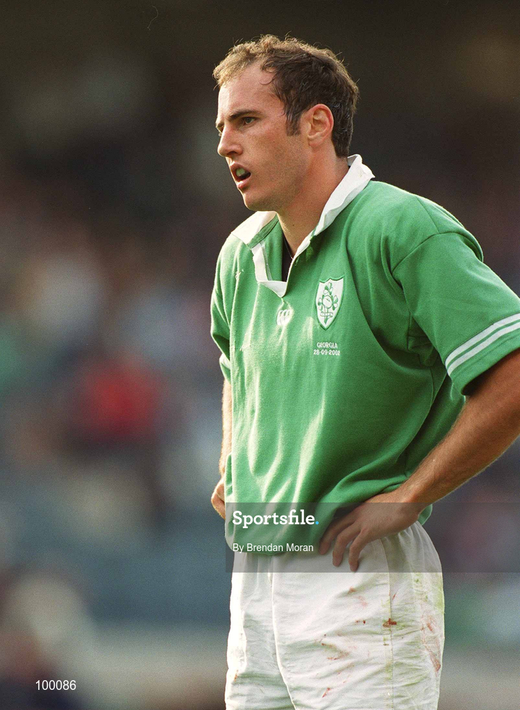 28 September 2002; Girvan Dempsey of Ireland during the Rugby World Cup 2003 Qualifier match between Ireland and Georgia at Lansdowne Road in Dublin. Photo by Brendan Moran/Sportsfile