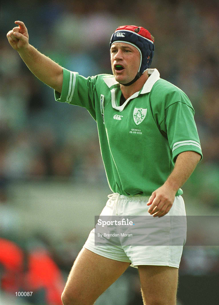 28 September 2002; David Humphreys of Ireland during the Rugby World Cup 2003 Qualifier match between Ireland and Georgia at Lansdowne Road in Dublin. Photo by Brendan Moran/Sportsfile
