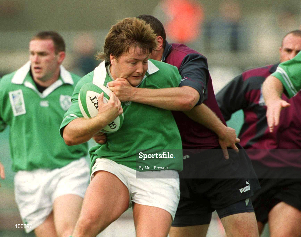 28 September 2002; Shane Byrne of Ireland in action against Ilia Zedguinidze of Georgia during the Rugby World Cup 2003 Qualifier match between Ireland and Georgia at Lansdowne Road in Dublin. Photo by Matt Browne/Sportsfile
