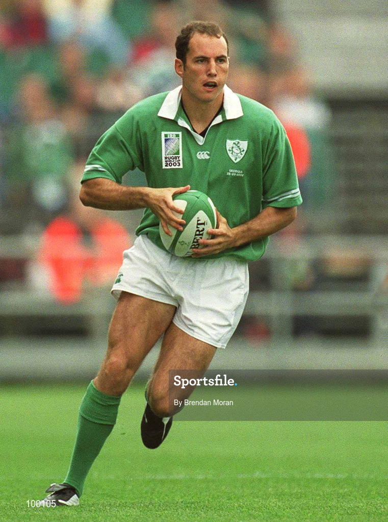 28 September 2002; Girvan Dempsey of Ireland during the Rugby World Cup 2003 Qualifier match between Ireland and Georgia at Lansdowne Road in Dublin. Photo by Brendan Moran/Sportsfile