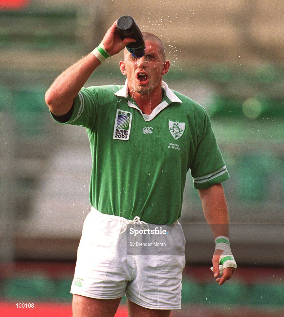28 September 2002; Alan Quinlan of Ireland during the Rugby World Cup 2003 Qualifier match between Ireland and Georgia at Lansdowne Road in Dublin. Photo by Brendan Moran/Sportsfile