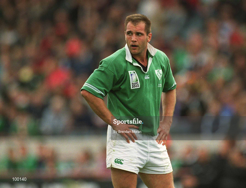 28 September 2002; Keith Gleeson of Ireland during the Rugby World Cup 2003 Qualifier match between Ireland and Georgia at Lansdowne Road in Dublin. Photo by Brendan Moran/Sportsfile
