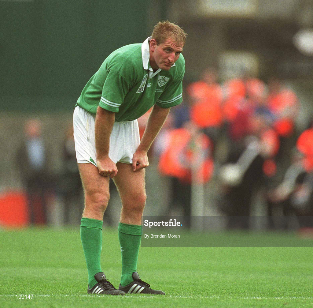 28 September 2002; Gary Longwell of Ireland during the Rugby World Cup 2003 Qualifier match between Ireland and Georgia at Lansdowne Road in Dublin. Photo by Brendan Moran/Sportsfile