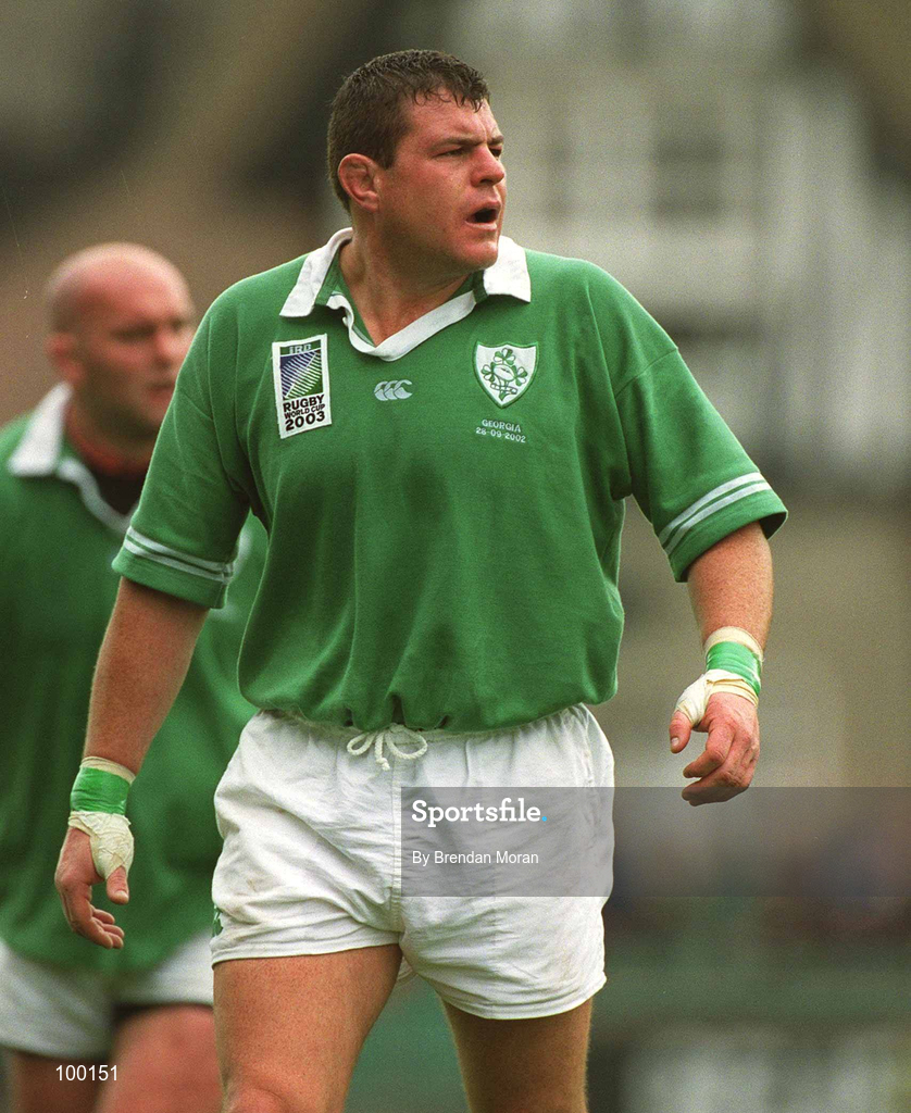 28 September 2002; Reggie Corrigan of Ireland during the Rugby World Cup 2003 Qualifier match between Ireland and Georgia at Lansdowne Road in Dublin. Photo by Brendan Moran/Sportsfile