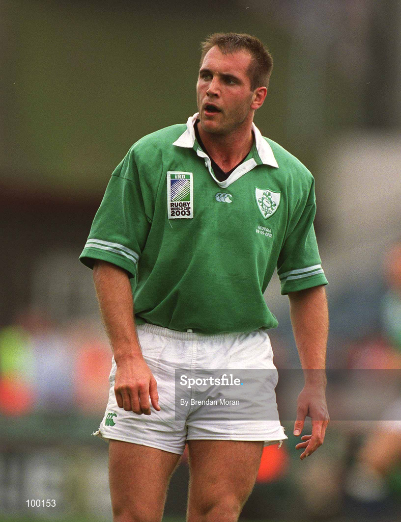 28 September 2002; Keith Gleeson of Ireland during the Rugby World Cup 2003 Qualifier match between Ireland and Georgia at Lansdowne Road in Dublin. Photo by Brendan Moran/Sportsfile