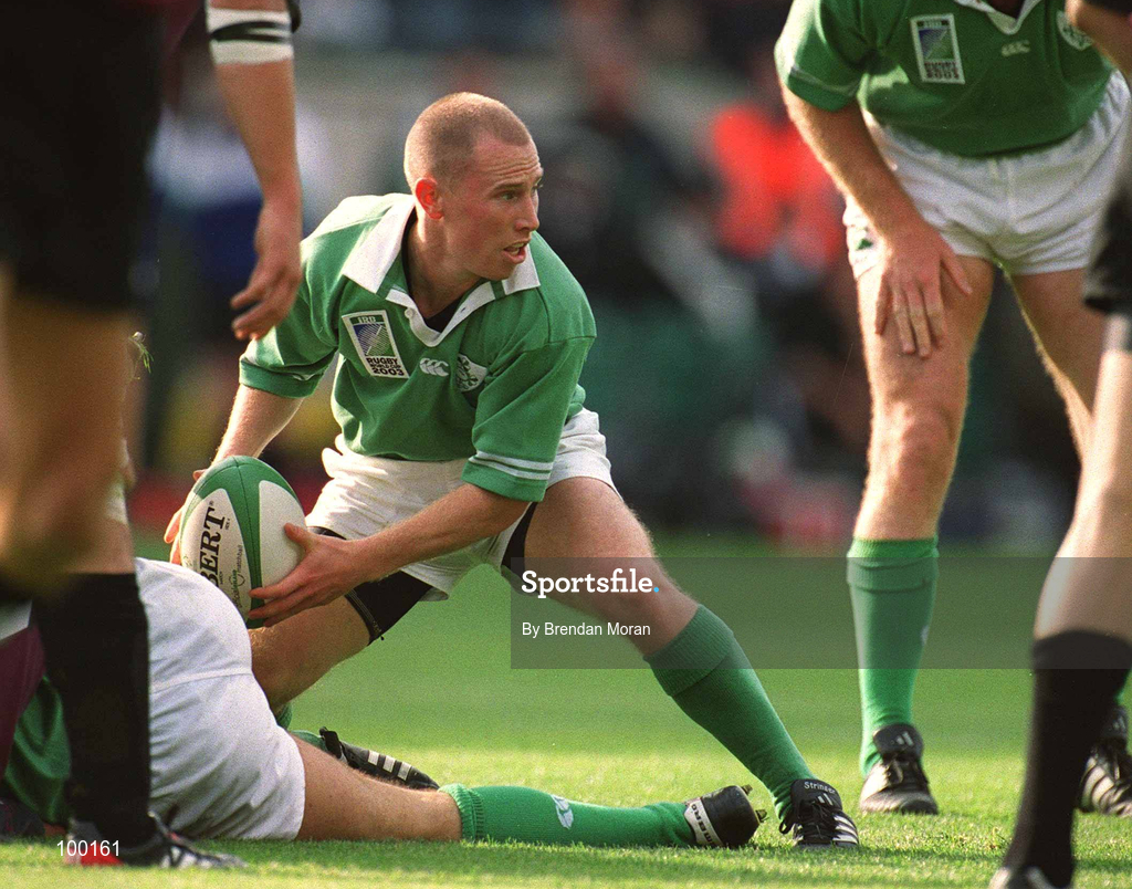 28 September 2002; Peter Stringer of Ireland during the Rugby World Cup 2003 Qualifier match between Ireland and Georgia at Lansdowne Road in Dublin. Photo by Brendan Moran/Sportsfile