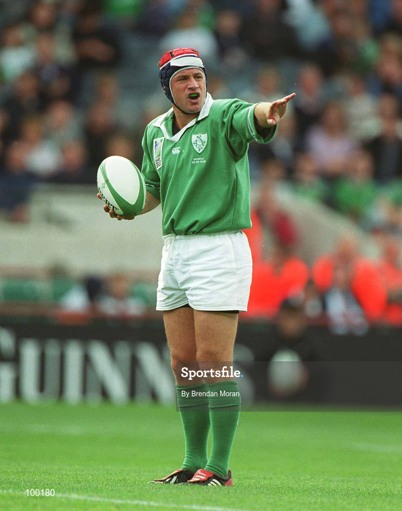 28 September 2002; David Humphreys of Ireland during the Rugby World Cup 2003 Qualifier match between Ireland and Georgia at Lansdowne Road in Dublin. Photo by Brendan Moran/Sportsfile