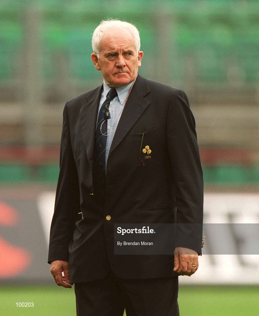 28 September 2002; Ireland team manager Brian O'Brien during the Rugby World Cup 2003 Qualifier match between Ireland and Georgia at Lansdowne Road in Dublin. Photo by Brendan Moran/Sportsfile