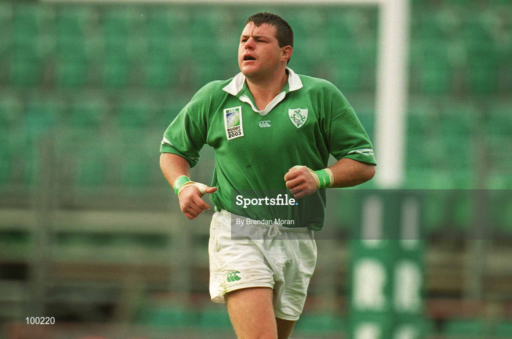 28 September 2002; Reggie Corrigan of Ireland during the Rugby World Cup 2003 Qualifier match between Ireland and Georgia at Lansdowne Road in Dublin. Photo by Brendan Moran/Sportsfile