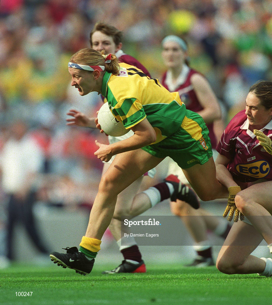 29 September 2002; Debbie Lee Fox of Donegal during the All-Ireland Ladies Junior Football Championship Final match between Galway and Donegal at Croke Park in Dublin. Photo by Damien Eagers/Sportsfile