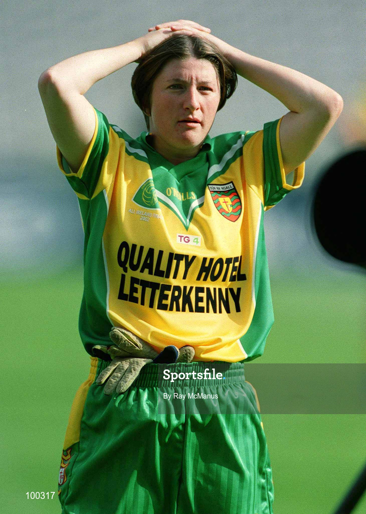 29 September 2002; Mazarella Sweeney of Donegal during the All-Ireland Ladies Junior Football Championship Final match between Galway and Donegal at Croke Park in Dublin. Photo by Ray McManus/Sportsfile