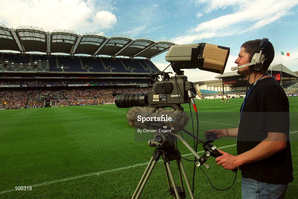 29 September 2002; A general view of a television cameraman during the All-Ireland Ladies Junior Football Championship Final match between Galway and Donegal at Croke Park in Dublin. Photo by Damien Eagers/Sportsfile