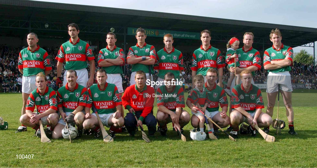29 September 2002; The Birr team prior to the Offaly County Senior Hurling Final match between Birr and Kilcormac / Kelloughey at St. Brendan's Park in Birr, Offaly. Photo by David Maher/Sportsfile