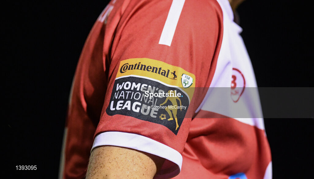 23 September 2017; A detailed view of the Continental Tyres Women's National League crest on the Shelbourne Ladies jersey during the Continental Tyres Women's National League Cup Final match between Peamount United and Shelbourne Ladies at Greenogue in Dublin. Photo by Stephen McCarthy/Sportsfile