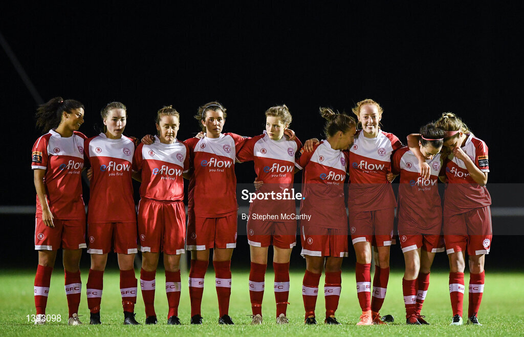 23 September 2017; Shelbourne Ladies players during the Continental Tyres Women's National League Cup Final match between Peamount United and Shelbourne Ladies at Greenogue in Dublin. Photo by Stephen McCarthy/Sportsfile
