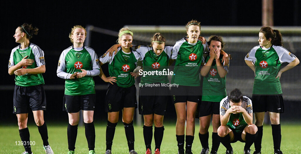23 September 2017; Peamount United players during the Continental Tyres Women's National League Cup Final match between Peamount United and Shelbourne Ladies at Greenogue in Dublin. Photo by Stephen McCarthy/Sportsfile