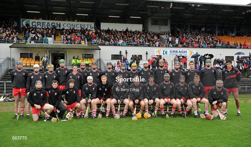 8 July 2012; The Derry squad. Ulster GAA Hurling Senior Championship Final, Antrim v Derry, Casement Park, Belfast, Co. Antrim. Picture credit: Barry Cregg / SPORTSFILE
