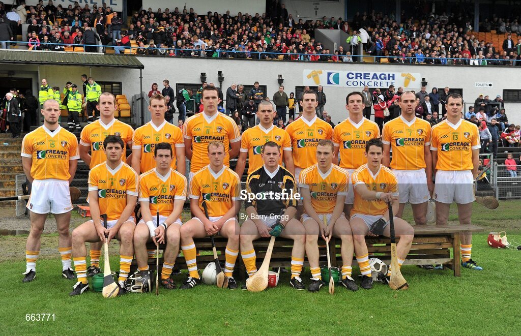 8 July 2012; The Antrim team. Ulster GAA Hurling Senior Championship Final, Antrim v Derry, Casement Park, Belfast, Co. Antrim. Picture credit: Barry Cregg / SPORTSFILE
