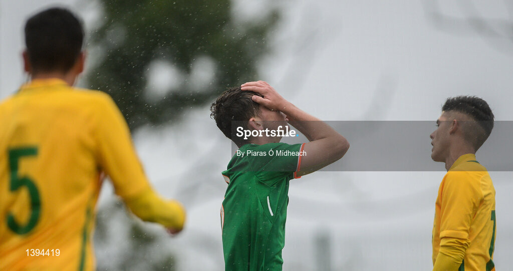 27 September 2017; Brandon Holt of Republic of Ireland reacts after a missed chance during the International Friendly match between Republic of Ireland and Brazil at the AUL Complex in Dublin. Photo by Piaras Ó Mídheach/Sportsfile