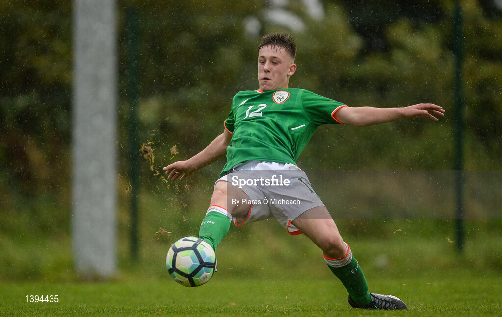 27 September 2017; Ronan McKinley of Republic of Ireland takes a shot late on during the International Friendly match between Republic of Ireland and Brazil at the AUL Complex in Dublin. Photo by Piaras Ó Mídheach/Sportsfile