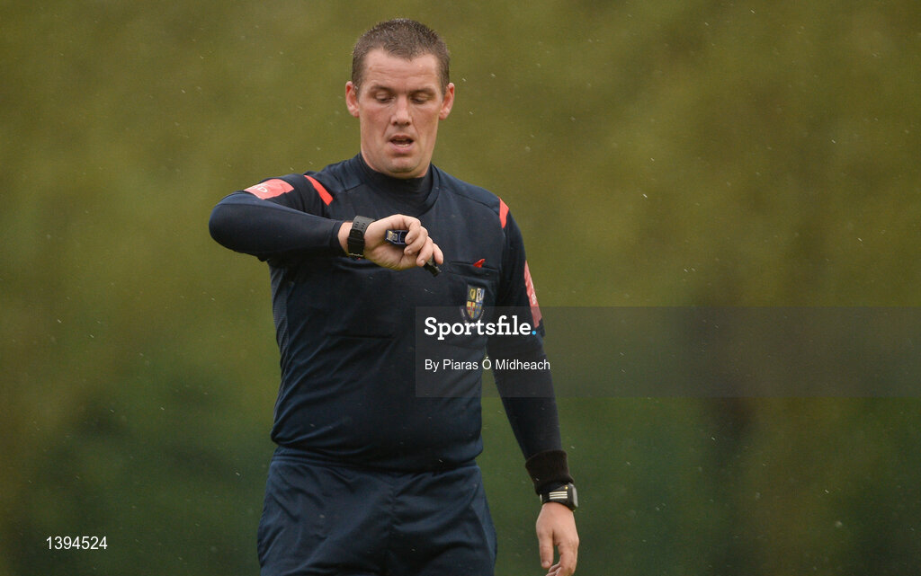 27 September 2017; Referee David Dunne during the International Friendly match between Republic of Ireland and Brazil at the AUL Complex in Dublin. Photo by Piaras Ó Mídheach/Sportsfile