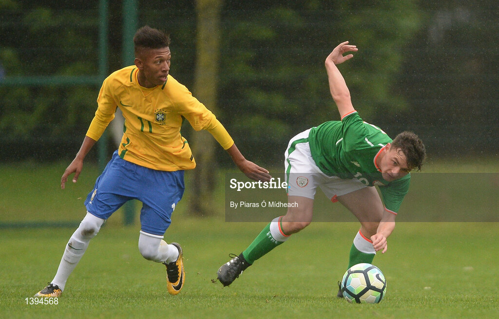 27 September 2017; Kaka of Brazil in action against Paddy Moore of Republic of Ireland during the International Friendly match between Republic of Ireland and Brazil at the AUL Complex in Dublin. Photo by Piaras Ó Mídheach/Sportsfile