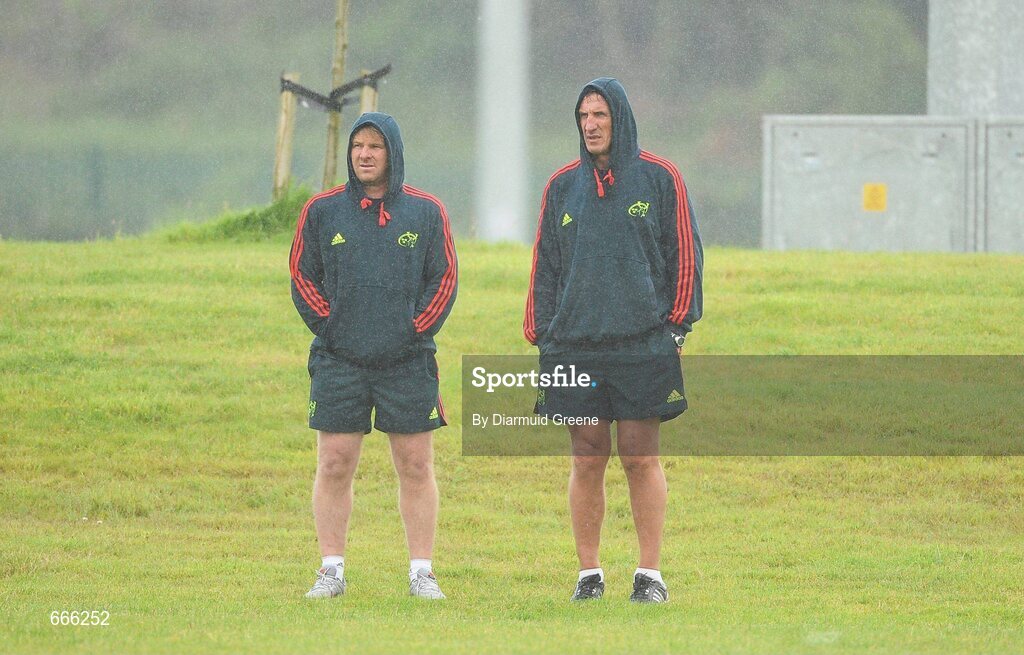 18 July 2012; Munster head coach Rob Penney, right, and backs coach Simon Mannix during squad training ahead of the 2012/13 season. Munster Rugby Squad Training, Cork Institute of Technology, Bishopstown, Cork. Picture credit: Diarmuid Greene / SPORTSFILE