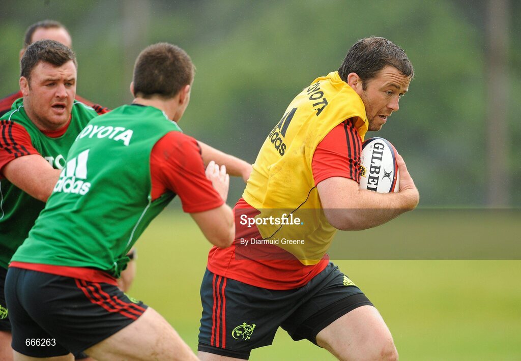18 July 2012; Munster's Marcus Horan is tackled by Dave Kilcoyne during squad training ahead of the 2012/13 season. Munster Rugby Squad Training, Cork Institute of Technology, Bishopstown, Cork. Picture credit: Diarmuid Greene / SPORTSFILE