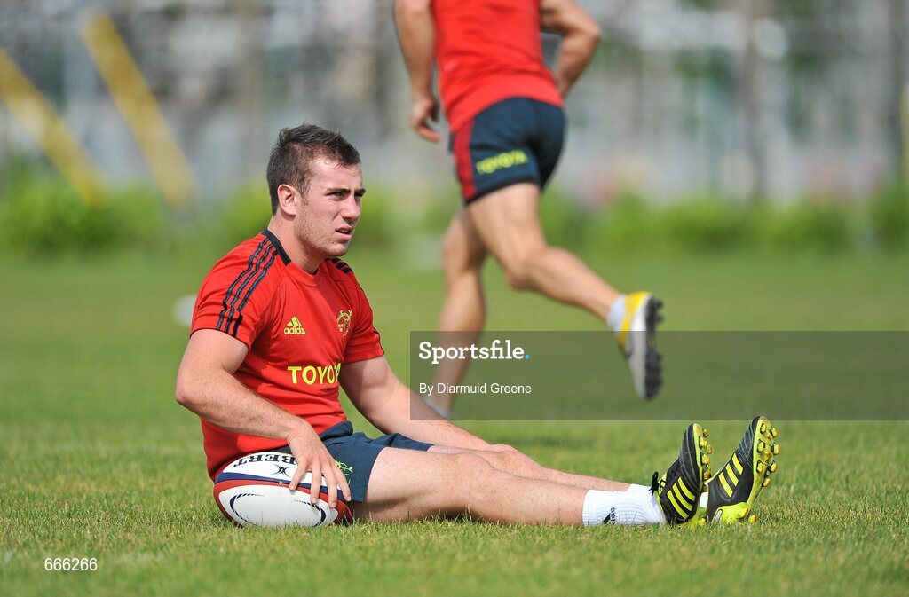18 July 2012; Munster's JJ Hanrahan during squad training ahead of the 2012/13 season. Munster Rugby Squad Training, Cork Institute of Technology, Bishopstown, Cork. Picture credit: Diarmuid Greene / SPORTSFILE