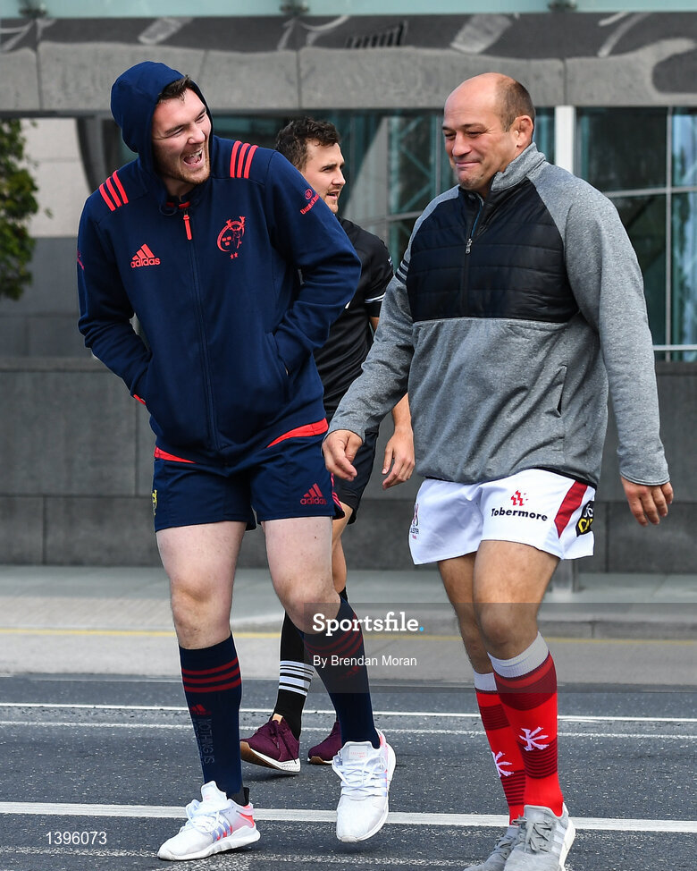 2 October 2017; Rory Best of Ulster, right, and Peter O'Mahony of Munster in attendance at the European Rugby Champions Cup and Challenge Cup 2017/18 season launch for PRO14 clubs at the Convention Centre in Dublin. Photo by Brendan Moran/Sportsfile