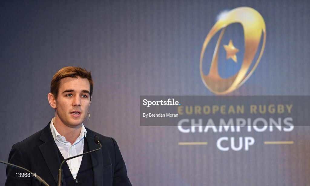 2 October 2017; Event MC Alex Payne during the European Rugby Champions Cup and Challenge Cup 2017/18 season launch for PRO14 clubs at the Convention Centre in Dublin. Photo by Brendan Moran/Sportsfile