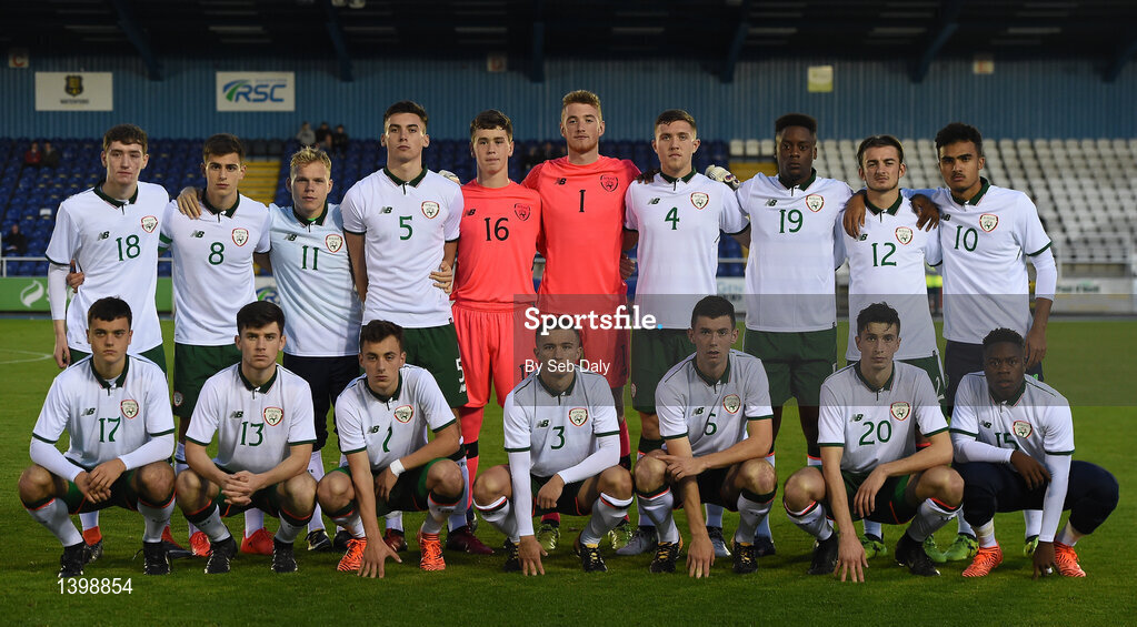 7 October 2017; Republic of Ireland team prior to the UEFA European U19 Championship Qualifier match between Republic of Ireland and Cyprus at the Regional Sports Centre in Waterford. Photo by Seb Daly/Sportsfile