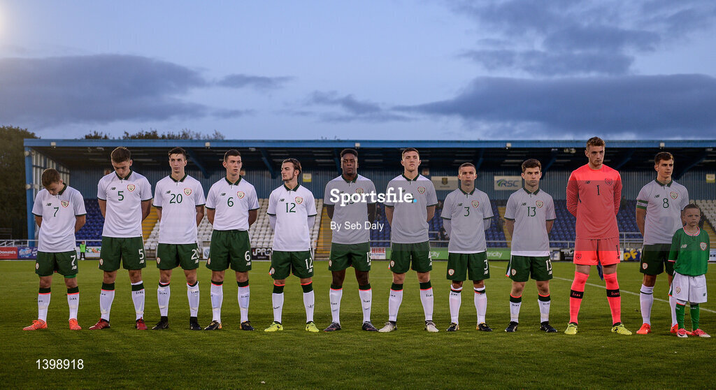 7 October 2017; Republic of Ireland team prior to the UEFA European U19 Championship Qualifier match between Republic of Ireland and Cyprus at the Regional Sports Centre in Waterford. Photo by Seb Daly/Sportsfile