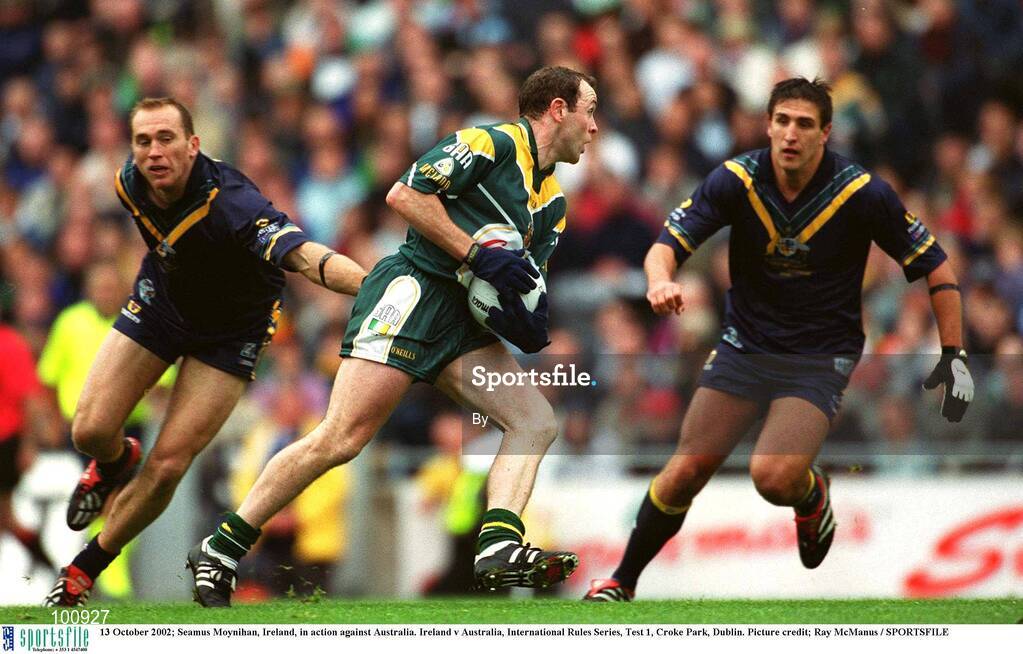 13 October 2002; Seamus Moynihan, Ireland, in action against Australia. Ireland v Australia, International Rules Series, Test 1, Croke Park, Dublin. Picture credit; Ray McManus / SPORTSFILE