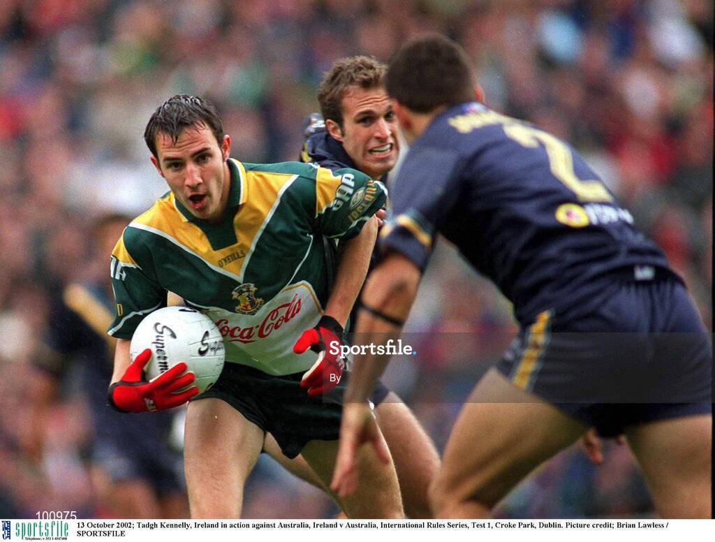 13 October 2002; Tadgh Kennelly, Ireland in action against Australia, Ireland v Australia, International Rules Series, Test 1, Croke Park, Dublin. Picture credit; Brian Lawless / SPORTSFILE