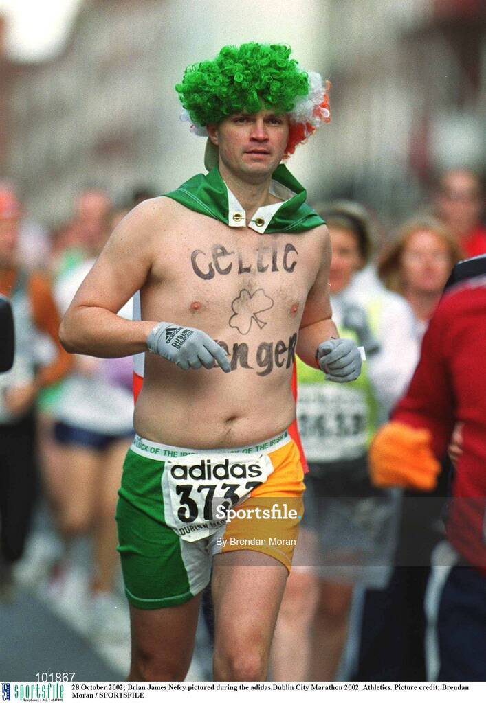 28 October 2002; Brian James Nefcy pictured during the adidas Dublin City Marathon 2002. Athletics. Picture credit; Brendan Moran / SPORTSFILE