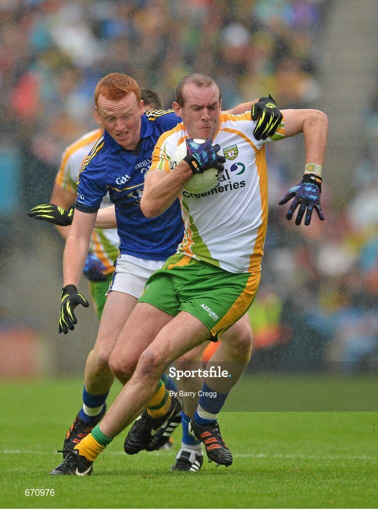 5 August 2012; Neil Gallagher, Donegal, in action against Johnny Buckley, Kerry. GAA Football All-Ireland Senior Championship Quarter-Final, Donegal v Kerry, Croke Park, Dublin. Picture credit: Barry Cregg / SPORTSFILE