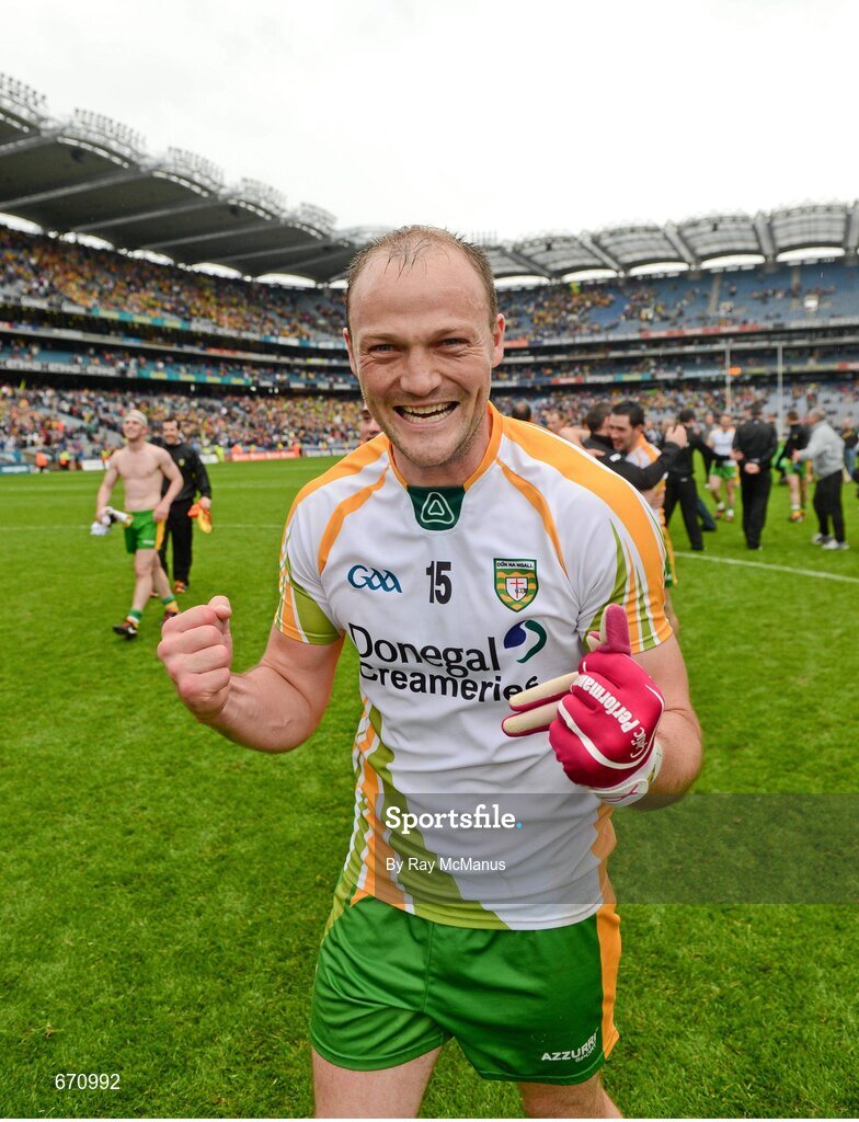 5 August 2012; Donegal goalscorer Colm McFadden celebrates after the final whistle. GAA Football All-Ireland Senior Championship Quarter-Final, Donegal v Kerry, Croke Park, Dublin. Picture credit: Ray McManus / SPORTSFILE