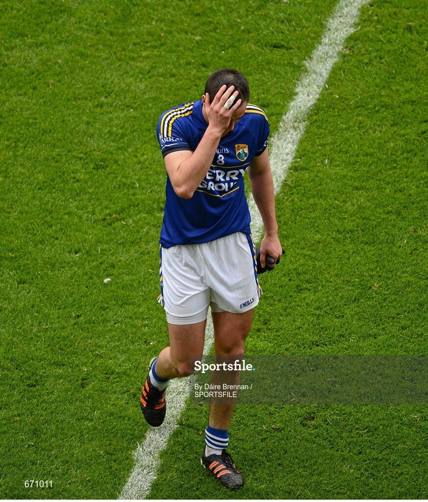 5 August 2012; A dejected Anthony Maher, Kerry, after the game. GAA Football All-Ireland Senior Championship Quarter-Final, Donegal v Kerry, Croke Park, Dublin. Picture credit: Dáire Brennan / SPORTSFILE