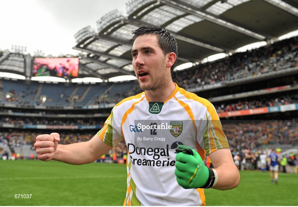 5 August 2012; Mark McHugh, Donegal, celebrates victory after the game. GAA Football All-Ireland Senior Championship Quarter-Final, Donegal v Kerry, Croke Park, Dublin. Picture credit: Barry Cregg / SPORTSFILE