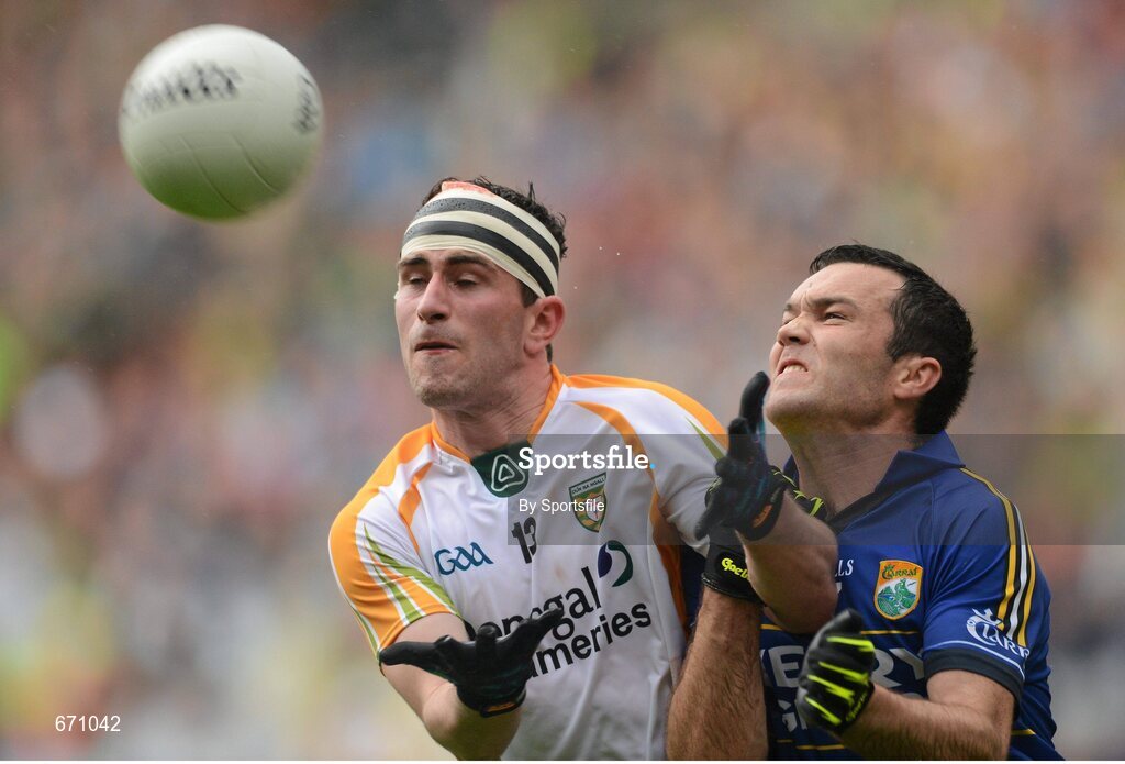 5 August 2012; Patrick McBrearty, Donegal, in action against Brian Maguire, Kerry. GAA Football All-Ireland Senior Championship Quarter-Final, Donegal v Kerry, Croke Park, Dublin. Photo by Sportsfile