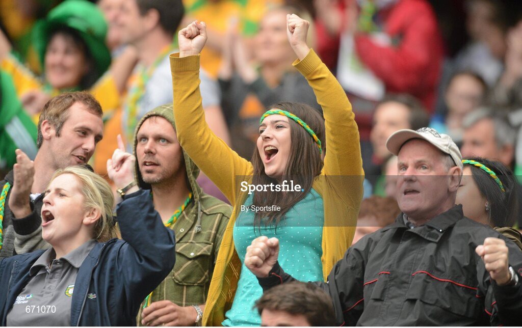 5 August 2012; Donegal supporters celebrate towards the end of the game. GAA Football All-Ireland Senior Championship Quarter-Final, Donegal v Kerry, Croke Park, Dublin. Photo by Sportsfile