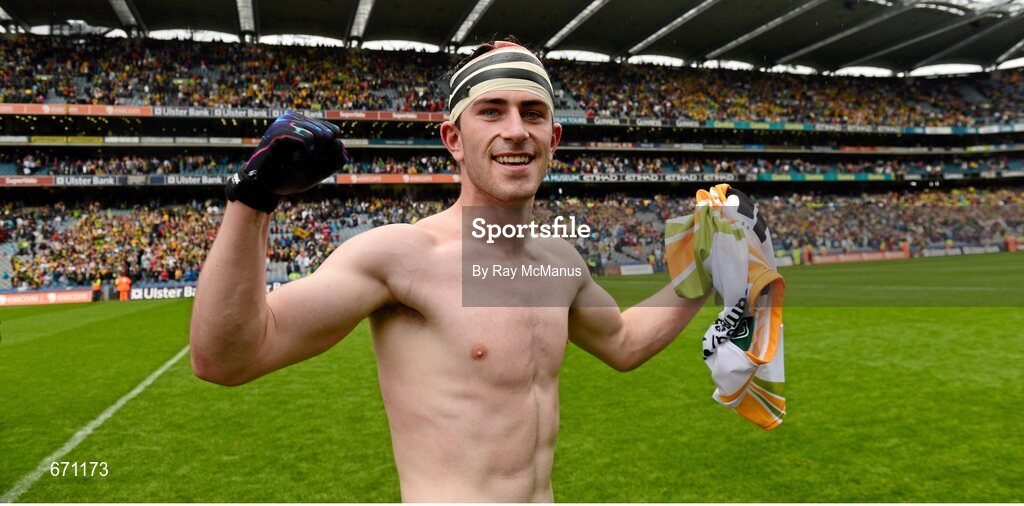 5 August 2012; Donegal corner forward Patrick McBrearty, who celebrates his 19th birthday today, celebrates after the final whistle. GAA Football All-Ireland Senior Championship Quarter-Final, Donegal v Kerry, Croke Park, Dublin. Picture credit: Ray McManus / SPORTSFILE